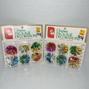 Foil Flower Christmas Package Decorations Vintage Kresge Japan 2 Packs 12 Stick